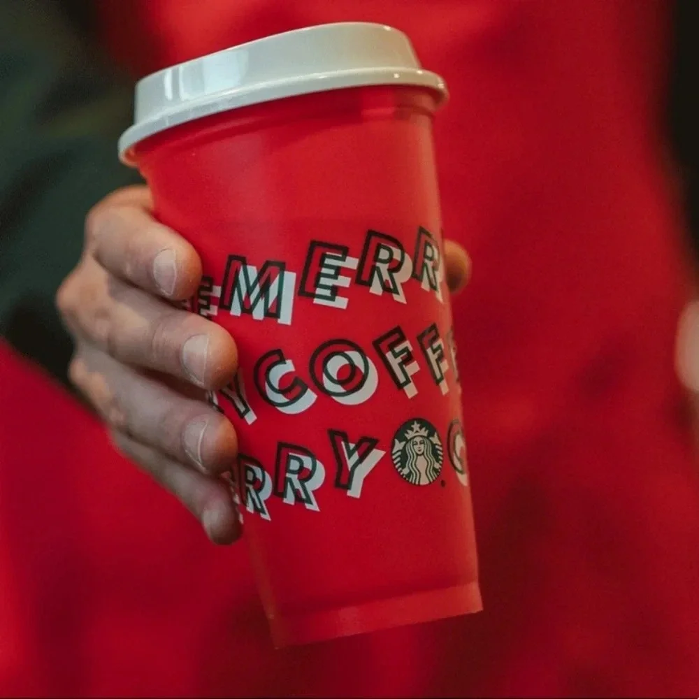 STARBUCKS Merry Coffee Red Christmas reusable cup